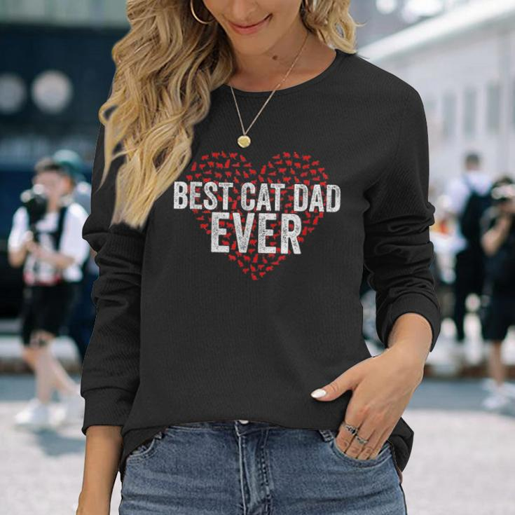 Best Cat Dad Ever Cat Heart Love Cats Fathers Day Long Sleeve T-Shirt Gifts for Her