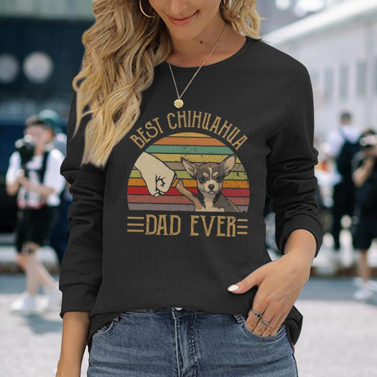 Best Chihuahua Dad Ever Retro Vintage Sunset V2 Long Sleeve T-Shirt Gifts for Her