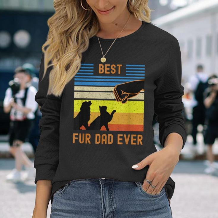 Best Fur Dad Ever Vintage Retro Dog And Cat Owner V2 Long Sleeve T-Shirt Gifts for Her