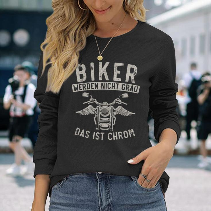 Biker Werden Nicht Grau Das Ist Chrom Lustiges Motorrad Langarmshirts Geschenke für Sie
