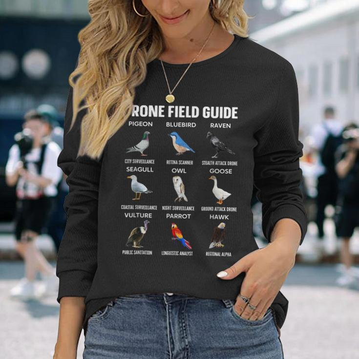 Birds Drone Field Guide They Aren’T Real Long Sleeve T-Shirt Gifts for Her