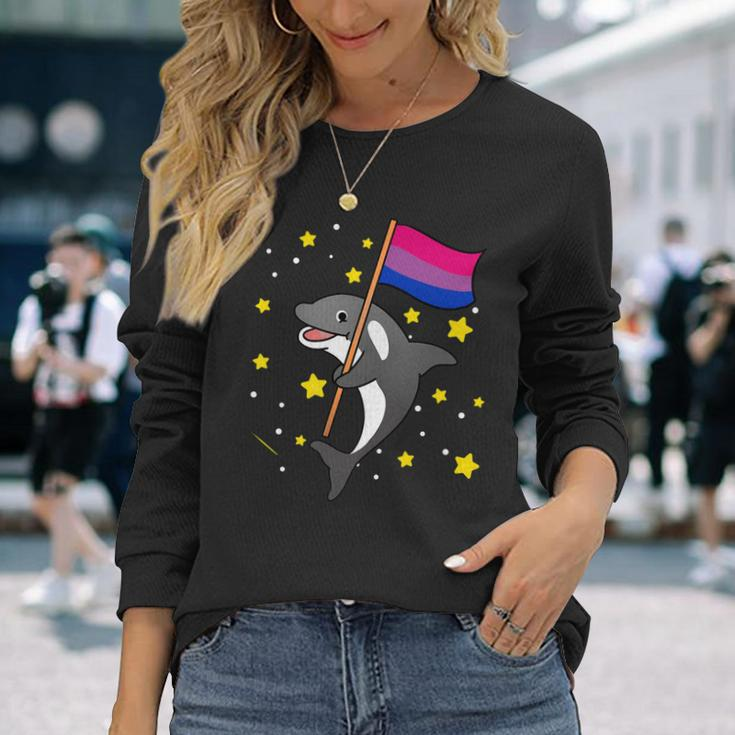 Bisexual Pride Orca Bisexual Long Sleeve T-Shirt Gifts for Her