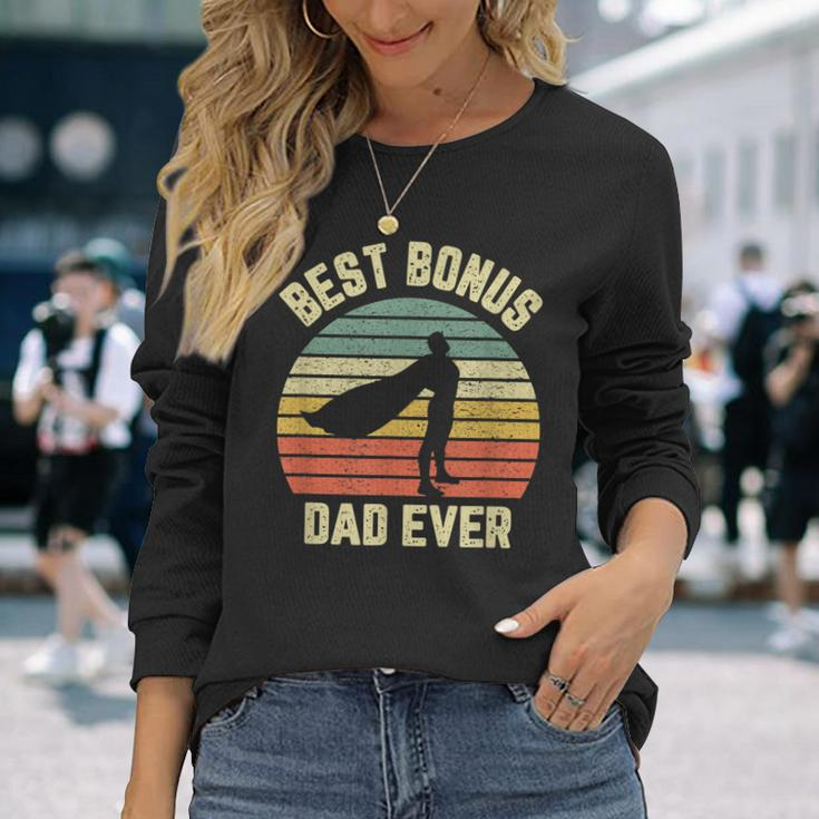 Bonus Dad Cool Retro Hero Best Bonus Dad Ever Long Sleeve T-Shirt T-Shirt Gifts for Her