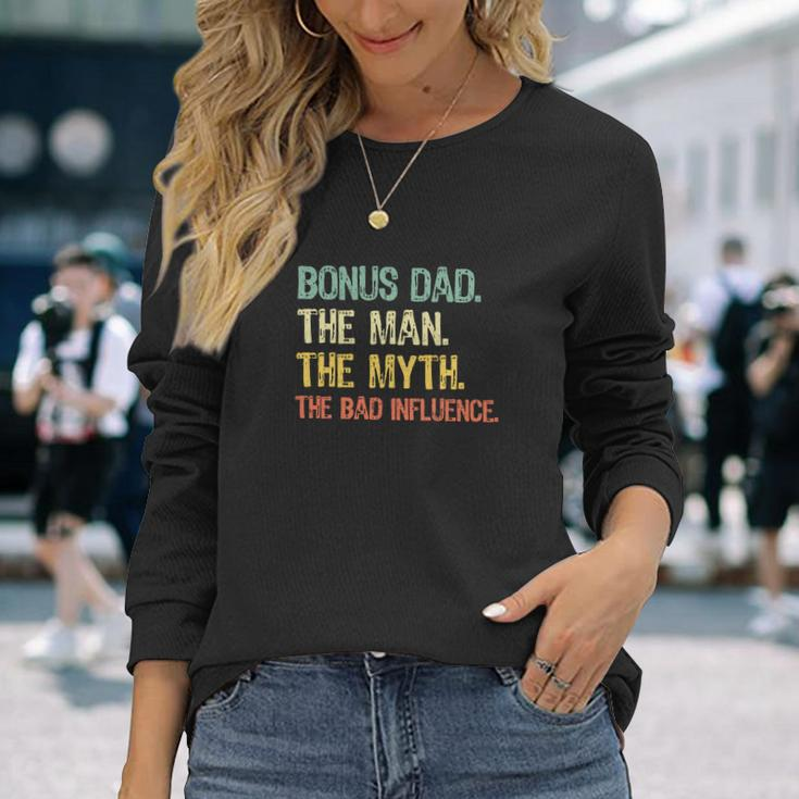 Bonus Dad The Man Myth Bad Influence Retro Christmas V2 Long Sleeve T-Shirt Gifts for Her