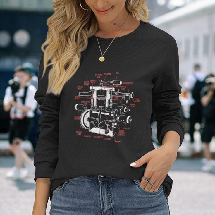 Car Engine Mechanic Long Sleeve T-Shirt Gifts for Her