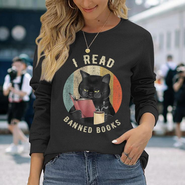 Cat I Read Banned Books Bookworms Reading Book Long Sleeve T-Shirt T-Shirt Gifts for Her