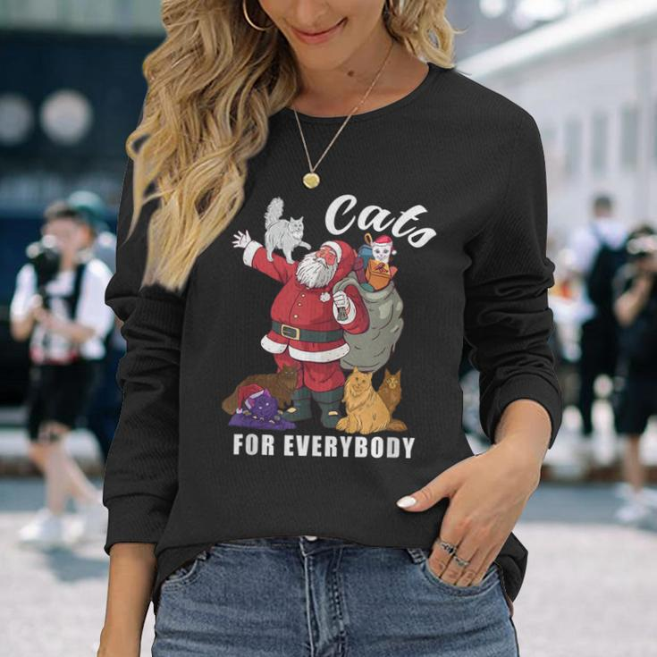 Cats For Everybody Weihnachtskatze Lustiges Weihnachtsmann Langarmshirts Geschenke für Sie