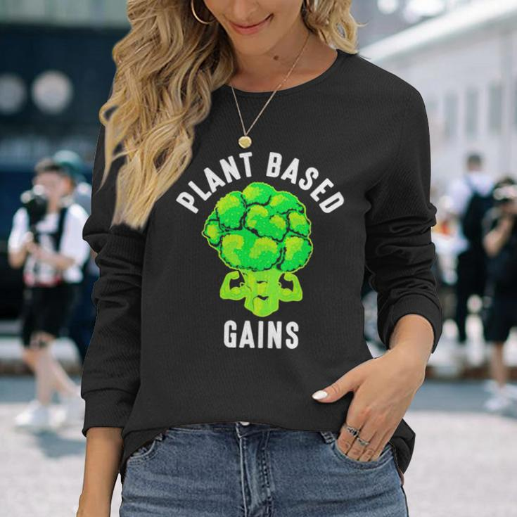 Cauliflower Plant Based Gains Long Sleeve T-Shirt Gifts for Her