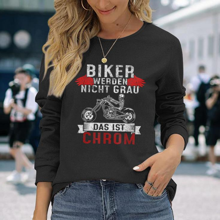 Chopper Motocross Biker Werden Nicht Grau Das Ist Chrom Langarmshirts Geschenke für Sie