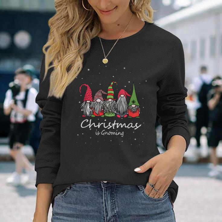 Christmas Is Gnoming God Jul Gnome Tomte Xmas Santa Idea Men Women Long Sleeve T-shirt Graphic Print Unisex Gifts for Her