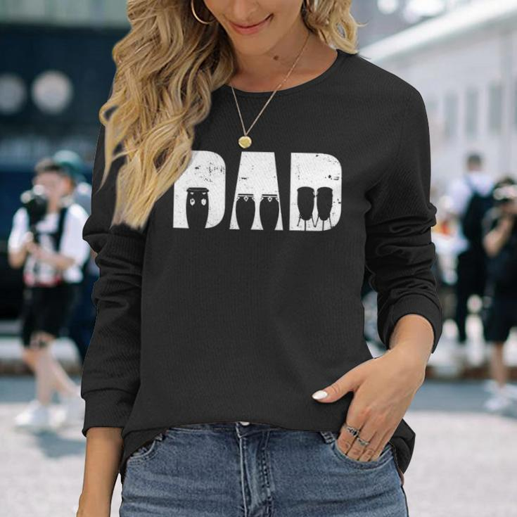 Conga Dad Drum Player Drummer Percussion Music Instrument V2 Long Sleeve T-Shirt Gifts for Her