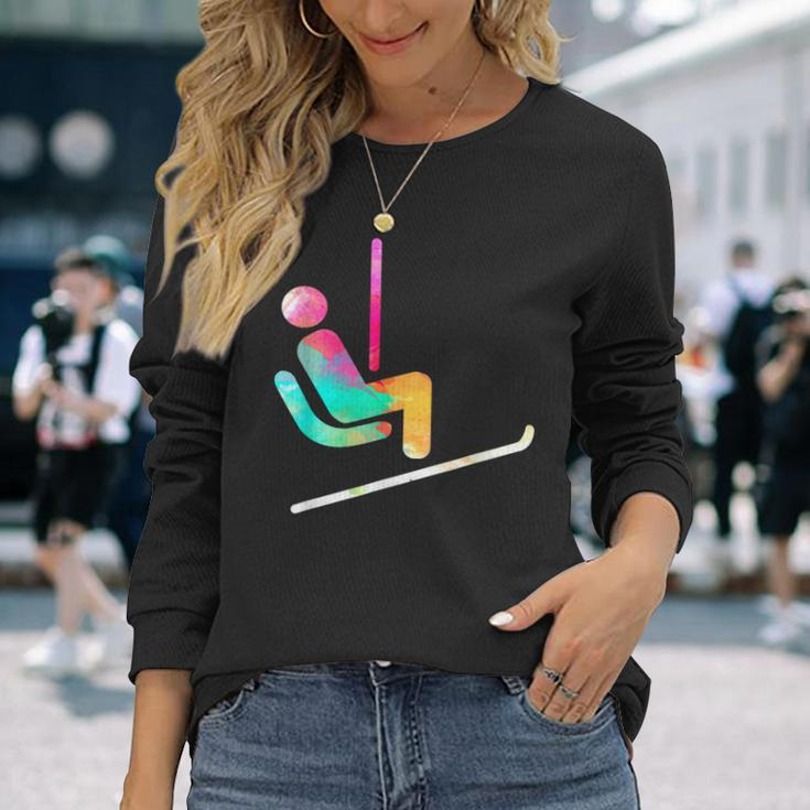 Cool Ski Skier Art Winter Sports Skiing Athlete Holiday Men Women Long Sleeve T-shirt Graphic Print Unisex Gifts for Her