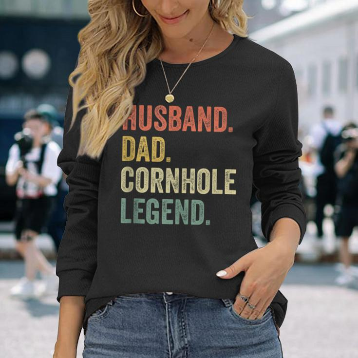 Cornhole Vintage Husband Dad Legend Long Sleeve T-Shirt Gifts for Her