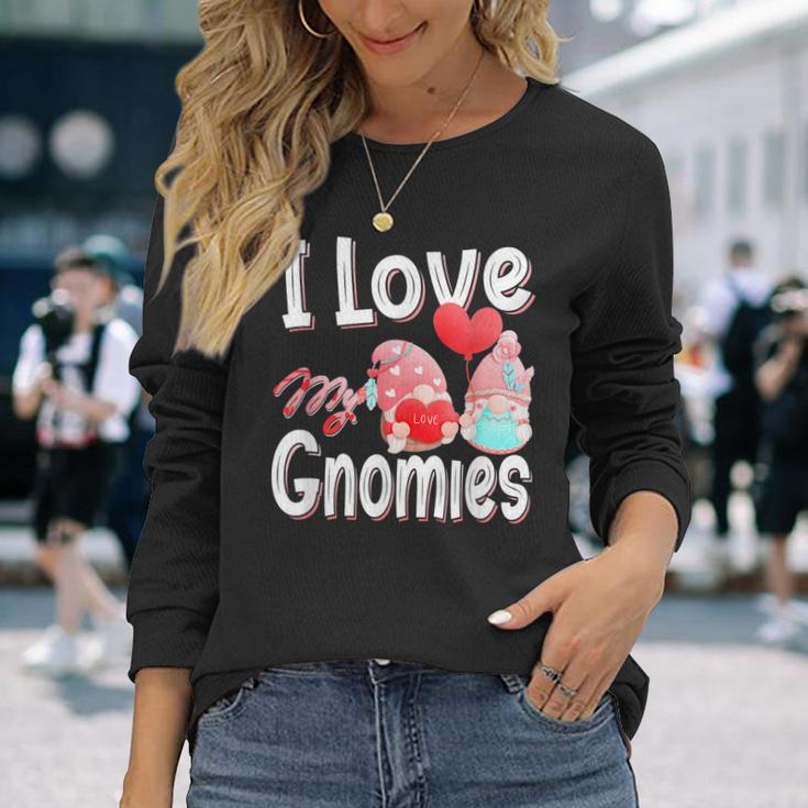 Cute I Love My Gnomies Gnomes & Hearts Valentines Day Long Sleeve T-Shirt Gifts for Her