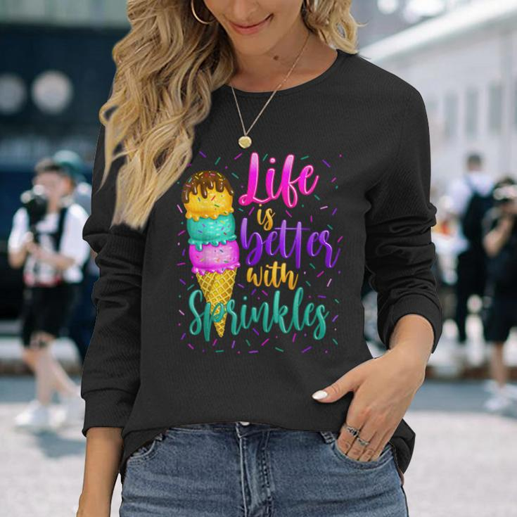 Cute Sweet Ice Cream Lover Sprinkle Life Love Long Sleeve T-Shirt T-Shirt Gifts for Her