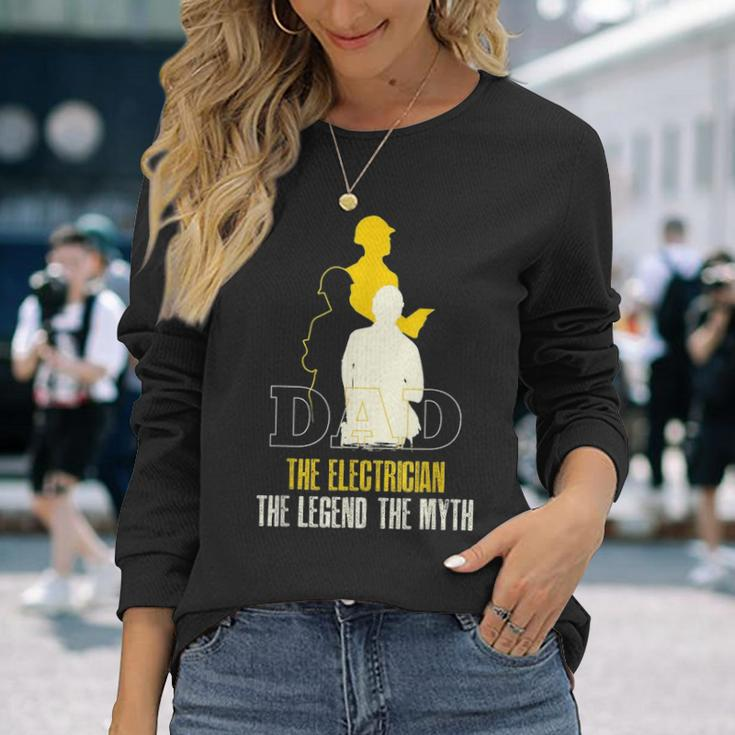 Dad Electrician Fathers Day Electrical Engineer Lineman Long Sleeve T-Shirt Gifts for Her