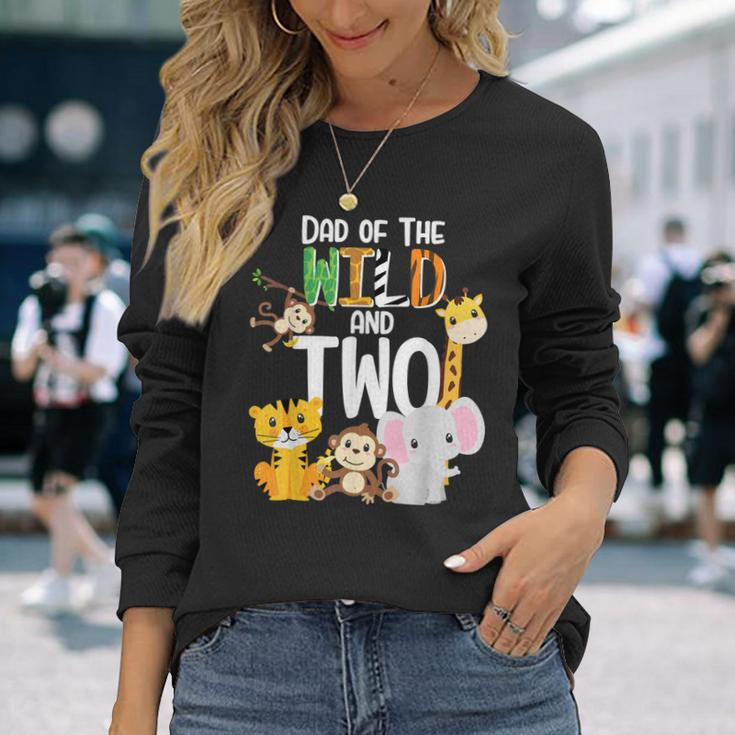 Dad Of The Wild And Two Zoo Theme Birthday Safari Jungle Long Sleeve T-Shirt Gifts for Her