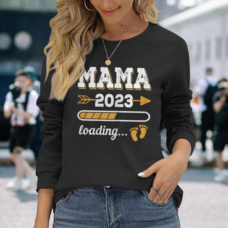 Damen Mama 2023 Loading Zukünftige Mutter 2023 Vintage Langarmshirts Geschenke für Sie