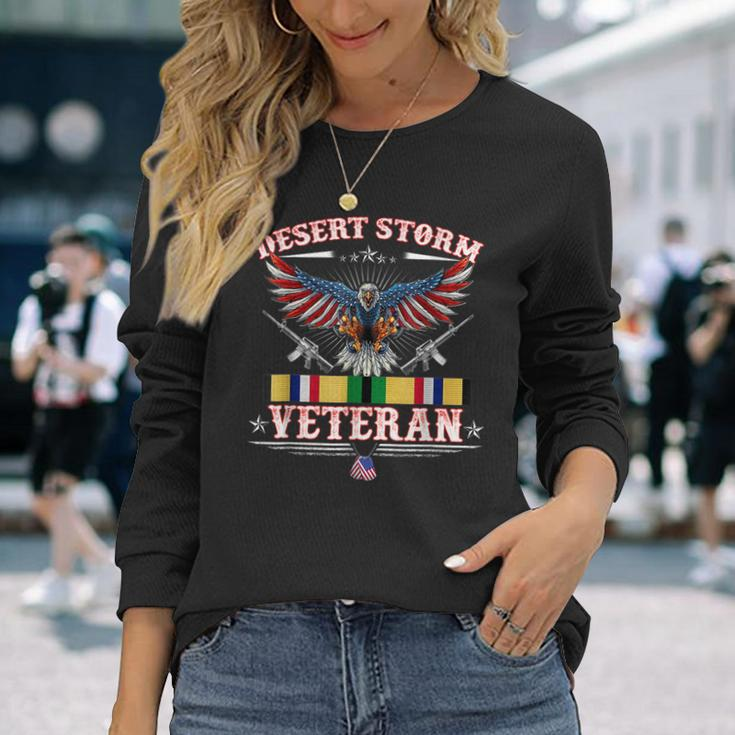 Desert Storm Veteran Pride Persian Gulf War Service Ribbon Long Sleeve T-Shirt Gifts for Her