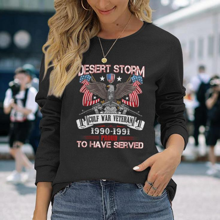 Desert Storm Veteran Proud United States Army Veteran Long Sleeve T-Shirt Gifts for Her