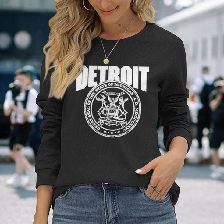 Detroit Great Seal Of The State Of Michgan Long Sleeve T-Shirt T-Shirt Gifts for Her