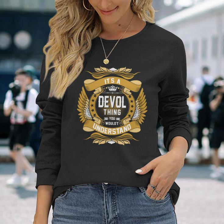 Devol Name Devol Name Crest Long Sleeve T-Shirt Gifts for Her