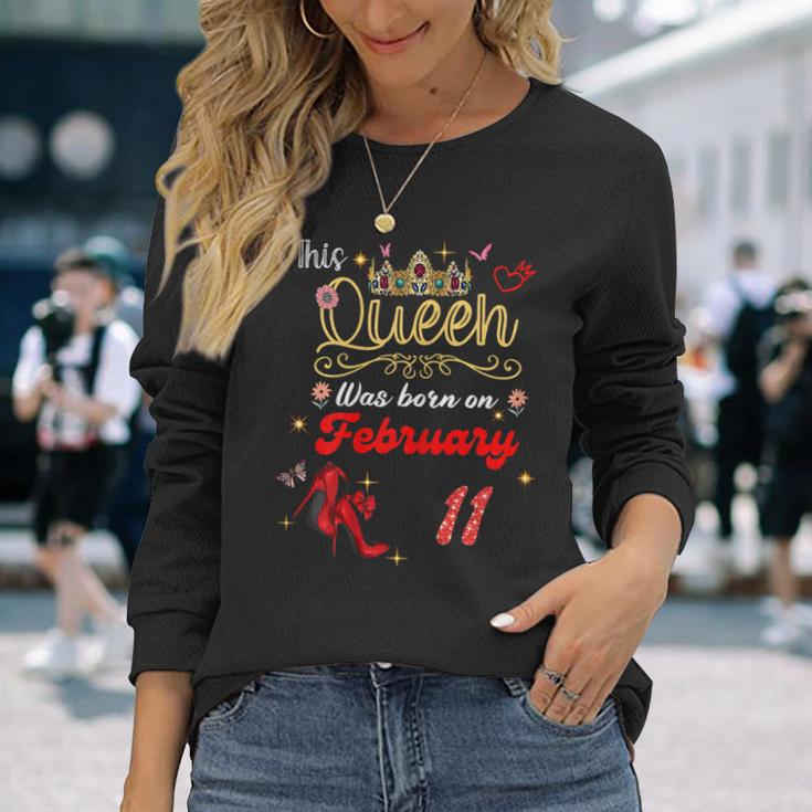 Diese Königin Wurde Am 11 Februar Geboren Geburtstag Frauen Langarmshirts Geschenke für Sie