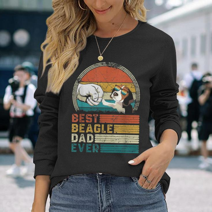 Distressed Best Beagle Dad Ever Fathers Day Long Sleeve T-Shirt Gifts for Her
