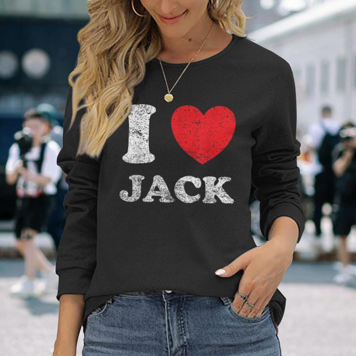 Distressed Grunge Worn Out Style I Love Jack Long Sleeve T-Shirt Gifts for Her