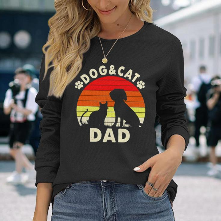 Dog And Cat Dad Vintage Retro Long Sleeve T-Shirt T-Shirt Gifts for Her