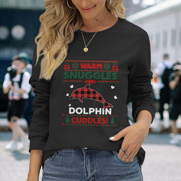 Dolphin Lover Xmas Cute Ugly Dolphin Christmas Sweater Long Sleeve T-Shirt Gifts for Her