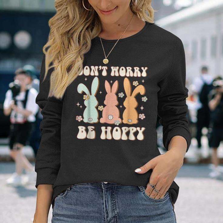 Dont Worry Be Hoppy Rabbit Cute Bunny Flowers Easter Day Long Sleeve T-Shirt T-Shirt Gifts for Her
