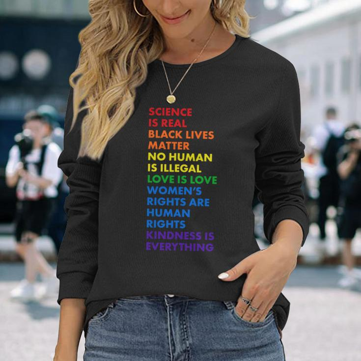 Equality Science Is Real Rainbow Long Sleeve T-Shirt Gifts for Her