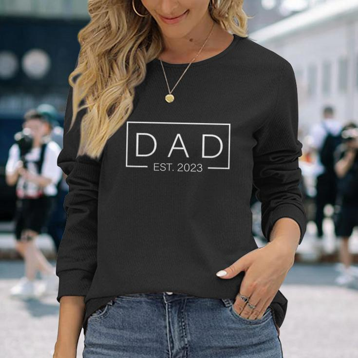 Fathers Day Dad Est 2023 Expect Baby Wife Daughter V3 Long Sleeve T-Shirt Gifts for Her