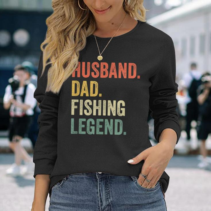 Fisherman Husband Dad Fishing Legend Vintage Long Sleeve T-Shirt Gifts for Her