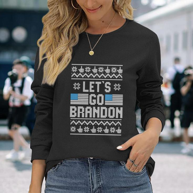 Lets Go Brandon Ugly Christmas Sweater Essential 17 Long Sleeve T-Shirt Gifts for Her