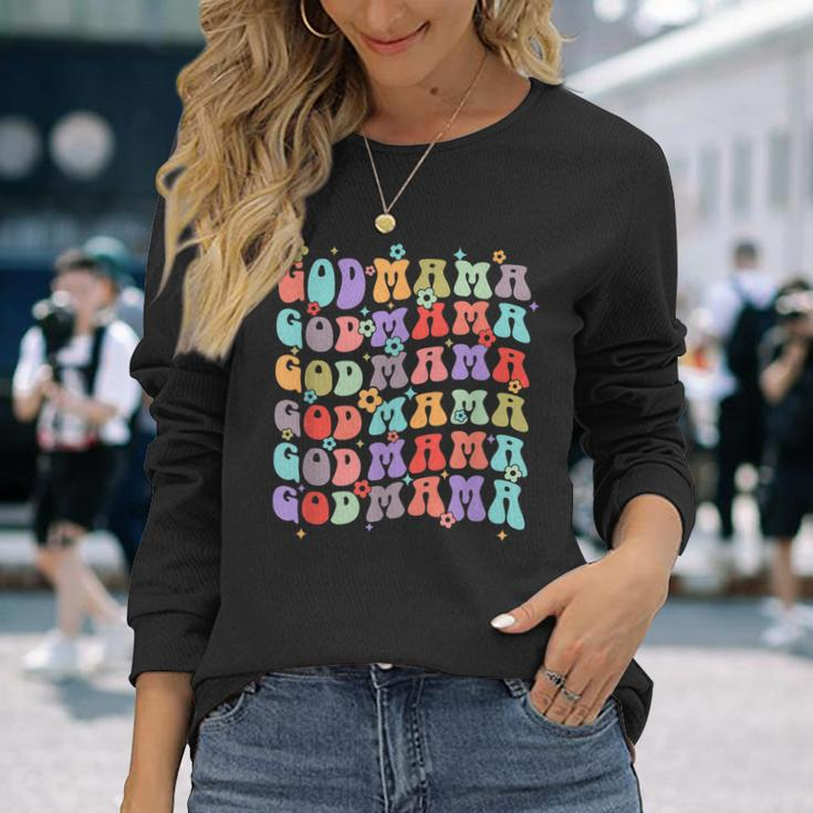Godmama Retro Groovy Best Godmother Ever Mother’S Day Long Sleeve T-Shirt Gifts for Her