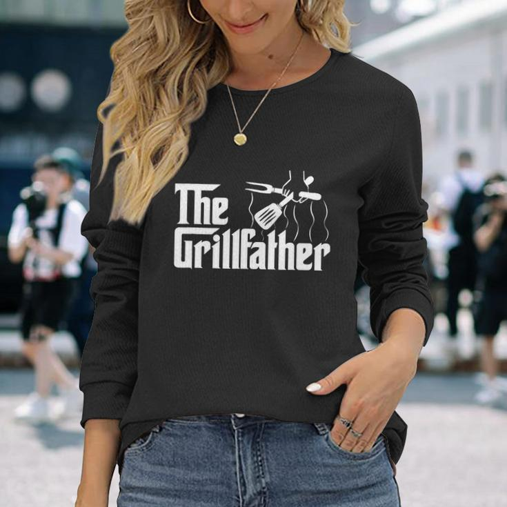 The Grillfather Bbq Grill & Smoker Barbecue Chef Tshirt Long Sleeve T-Shirt Gifts for Her