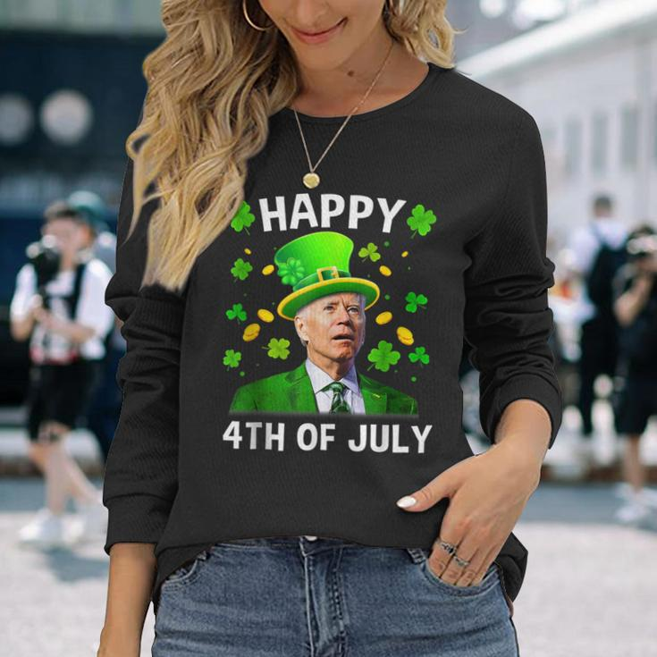 Happy 4Th Of July Confused Joe Biden St Patricks Day Long Sleeve T-Shirt T-Shirt Gifts for Her
