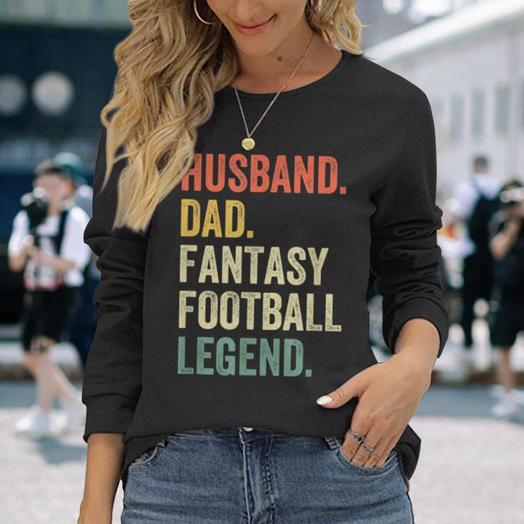 Husband Dad Fantasy Football Legend Father Vintage Long Sleeve T-Shirt Gifts for Her
