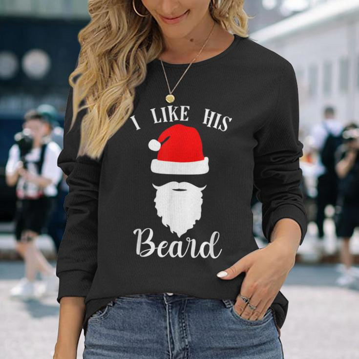 I Like His Beard I Like Her Butt Matching Couples Christmas Men Women Long Sleeve T-shirt Graphic Print Unisex Gifts for Her