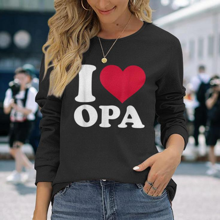 I Love Opa Herz-Motiv Langarmshirts in Schwarz, Geschenkidee für Großväter Geschenke für Sie