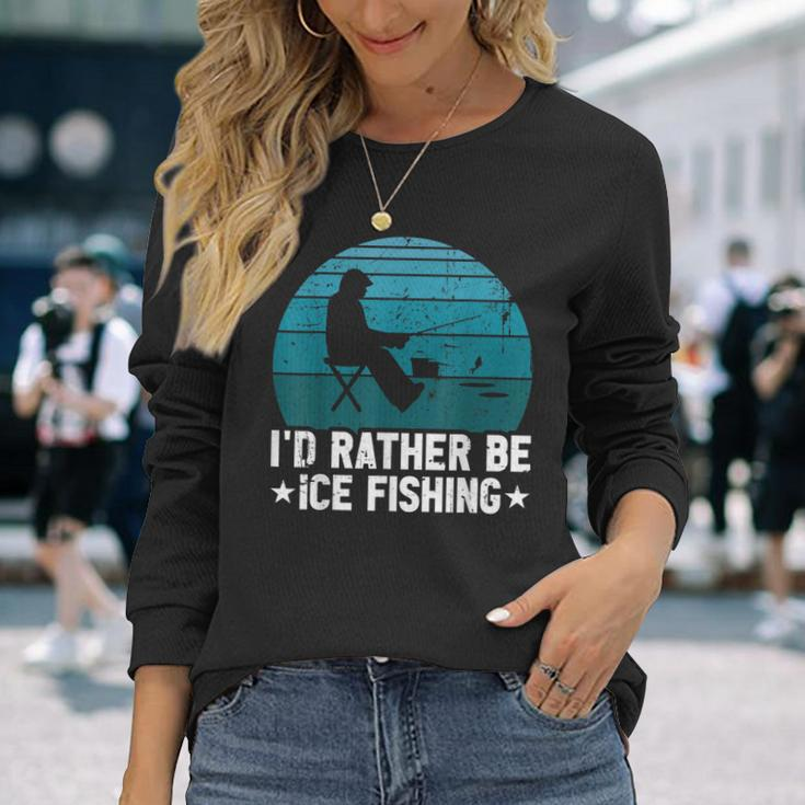 Id Rather Be Ice Fishing Lustige Winterangeln Herren Damen Langarmshirts Geschenke für Sie
