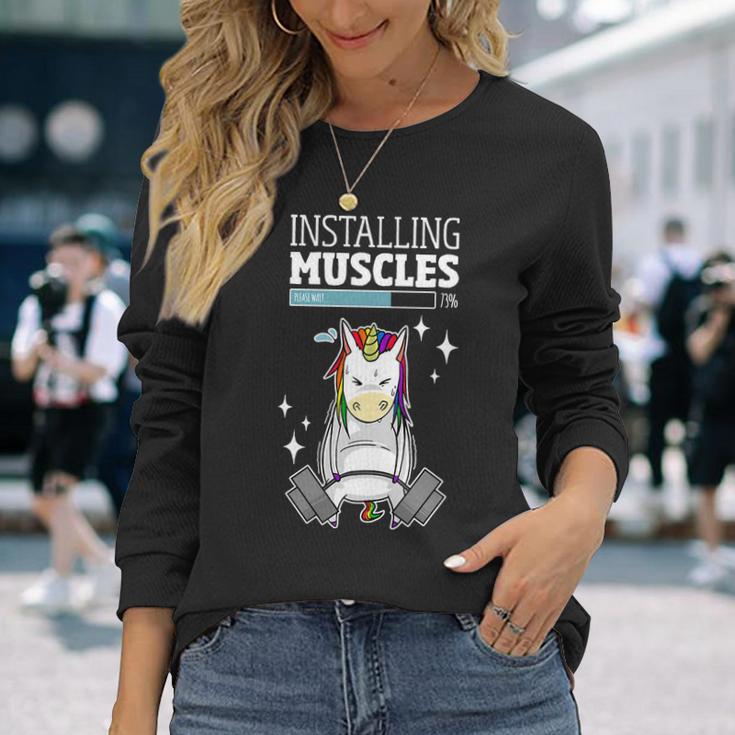 Installing Muscles Unicorn Gym Shirt Long Sleeve T-Shirt Geschenke für Sie