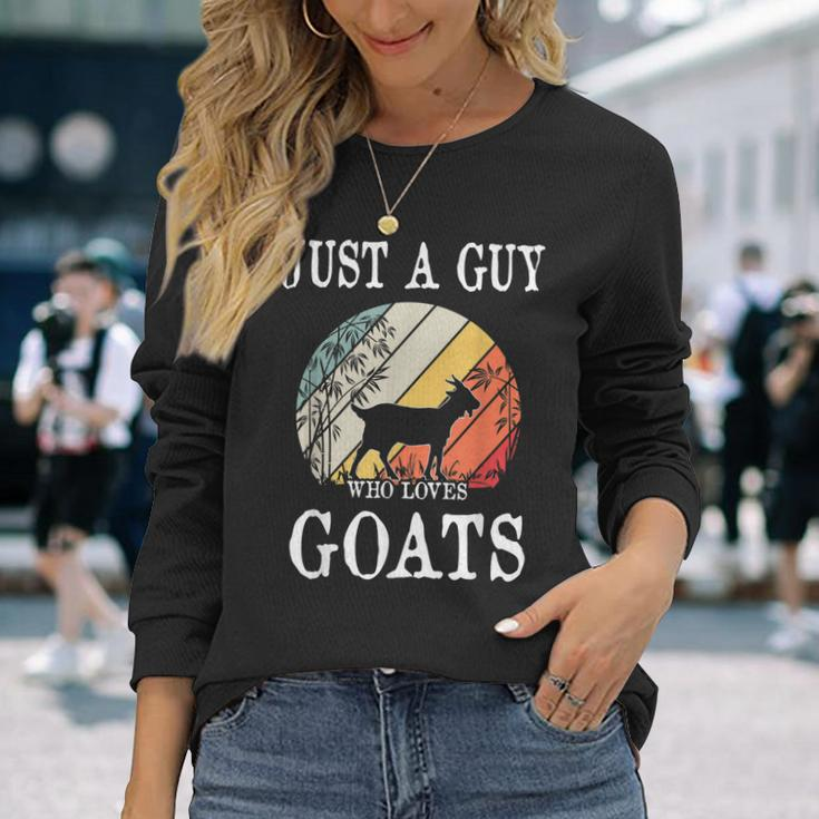 Just A Guy Who Loves Goats Men Women Long Sleeve T-shirt Graphic Print Unisex Gifts for Her