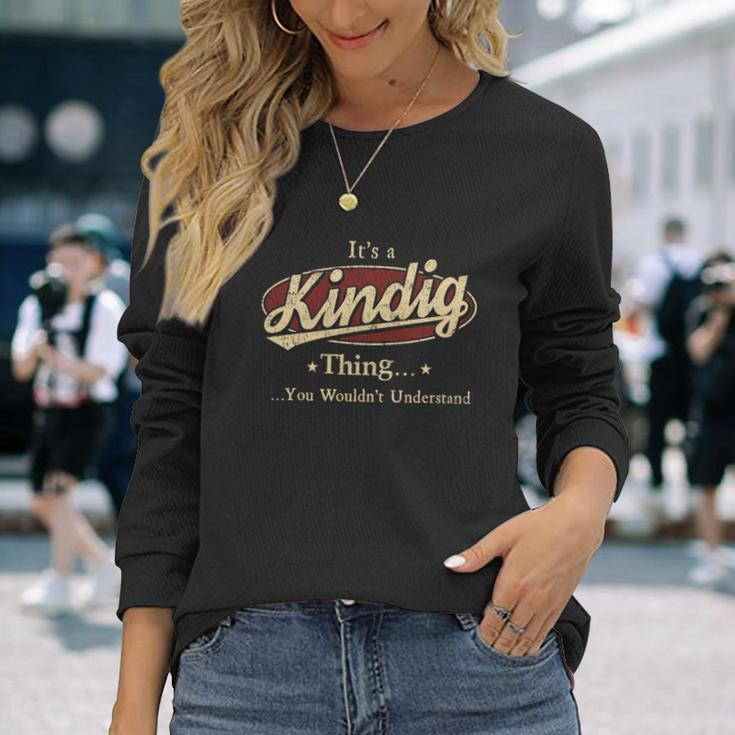 Kindig Last Name Kindig Name Crest V2 Long Sleeve T-Shirt Gifts for Her