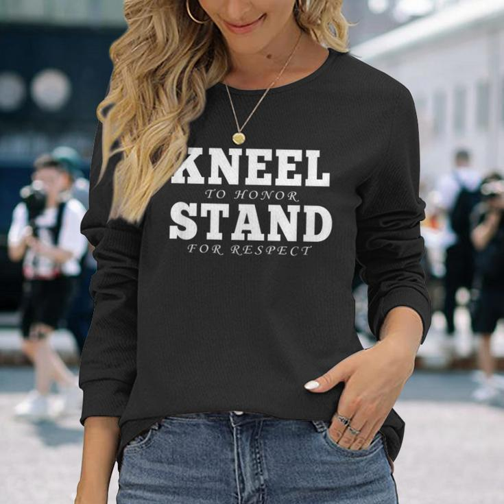 Kneel To Honor Stand For Respect Military Veteran Men Women Long Sleeve T-shirt Graphic Print Unisex Gifts for Her