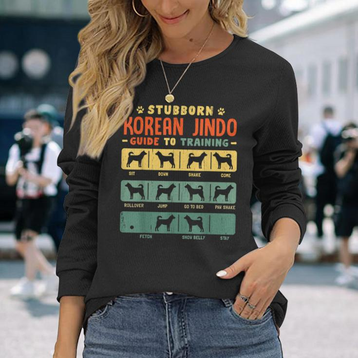 Korean Jindo Mom Dad Stubborn Vintage Tricks Long Sleeve T-Shirt Gifts for Her