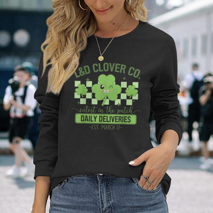 L&D Clover Co St Patricks Day Labor And Delivery Long Sleeve T-Shirt Gifts for Her