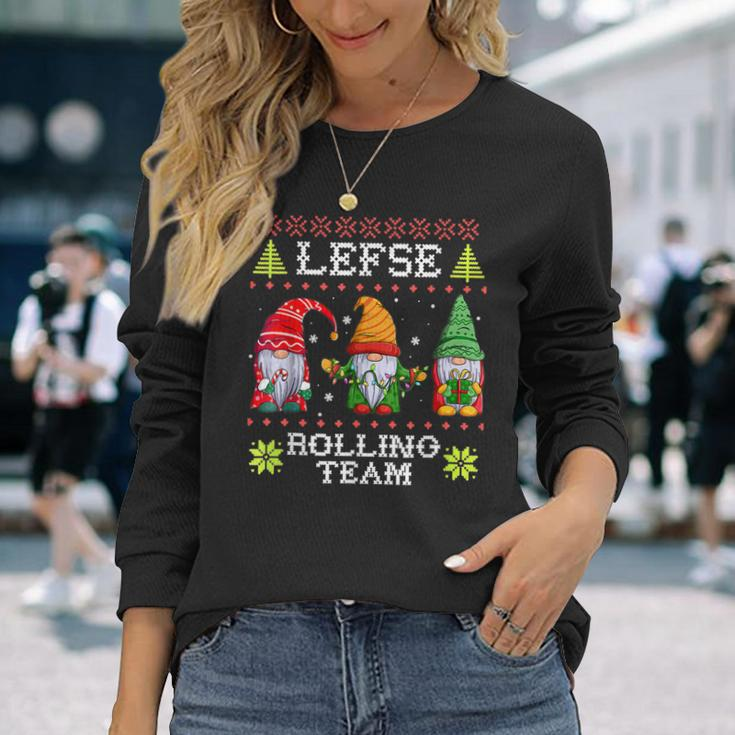 Lefse Rolling Team Gnome Baking Tomte Matching Christmas V2 Men Women Long Sleeve T-shirt Graphic Print Unisex Gifts for Her